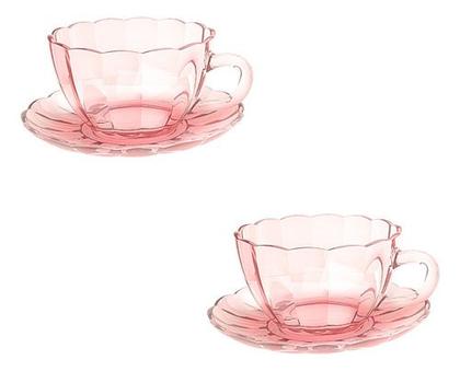 Imagem de Jogo 6 Xícaras Peach De Vidro 90ml Cor Rosa