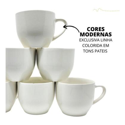 Imagem de Jogo 6 Xicaras Porcelana Cafe Chá Com Pires Madeira 12 Peças