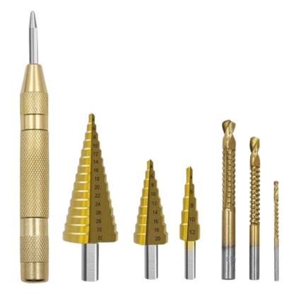 Imagem de Jogo 7 Brocas Titânio Escalonada Amarela Aço Hss Estojo