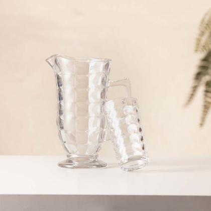 Imagem de Jogo 7 peças com Jarra 1 L e 6 Copos 270ml de Vidro Xadrez