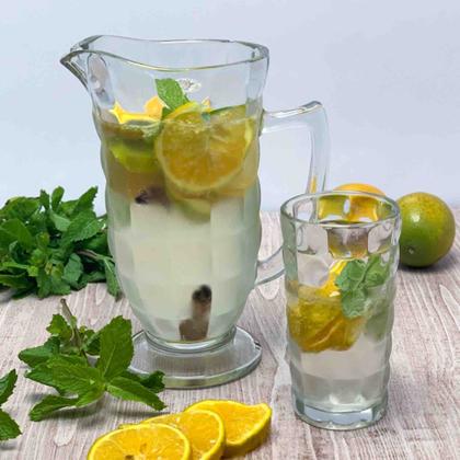 Imagem de Jogo 7 peças com Jarra 1 L e 6 Copos 270ml de Vidro Xadrez