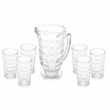 Imagem de Jogo 7 peças com Jarra 1 L e 6 Copos 270ml de Vidro Xadrez