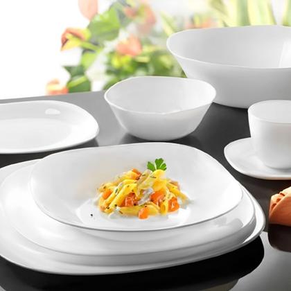 Imagem de Jogo 8 Bowl de Vidro Opalino Branco Quadrado Tigela Molho Sobremesa 12cm Em Casa Tem