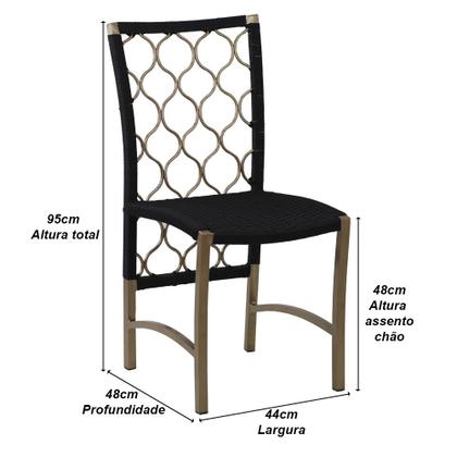 Imagem de Jogo 8 Cadeiras Corda Náutica em Alumínio e Mesa com Tampo Madeira - Trama Original