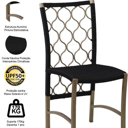 Imagem de Jogo 8 Cadeiras Corda Náutica em Alumínio e Mesa com Tampo Madeira - Trama Original