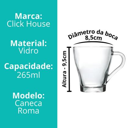 Imagem de Jogo 8 Canecas Xícara Café Cappuccino Expresso Vidro 250ml