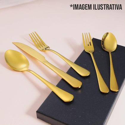 Imagem de Jogo 8 Colheres Dourada De Mesa Sopa Jantar Victoria Gold Inox Fratelli