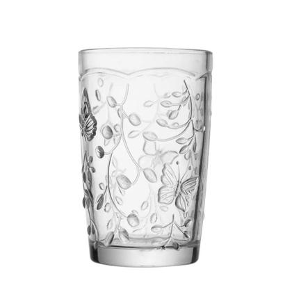 Imagem de Jogo 8 Copo de Vidro New Butterfly Borboleta Flores Cristal Ecológico 330ml Lyor