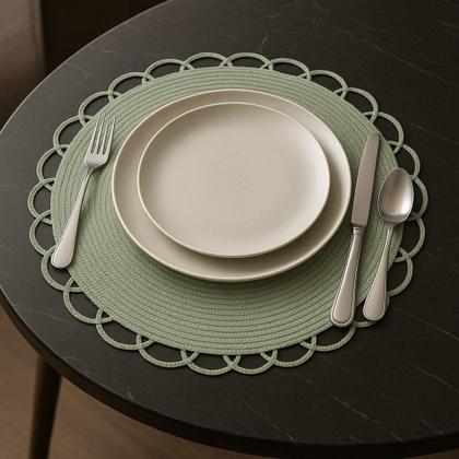 Imagem de Jogo 8 Lugar Americano Redondo de Polipropileno Verde 38cm Wolff