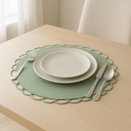 Imagem de Jogo 8 Lugar Americano Redondo de Polipropileno Verde 38cm Wolff