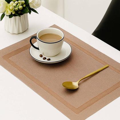 Imagem de Jogo 8 Lugar Americano Retangular Mesa PVC Rose Executivo 30x45cm Em Casa Tem