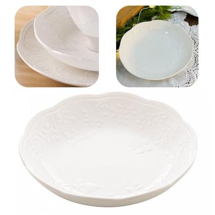 Imagem de Jogo 8 Prato Fundo Branco de Porcelana New Bone Butterfly Flower Flores 21cm Lyor