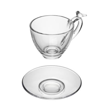 Imagem de Jogo 8 Xícara de Chá de Cristal Ecológico com Pires Bird 180ml Wolff