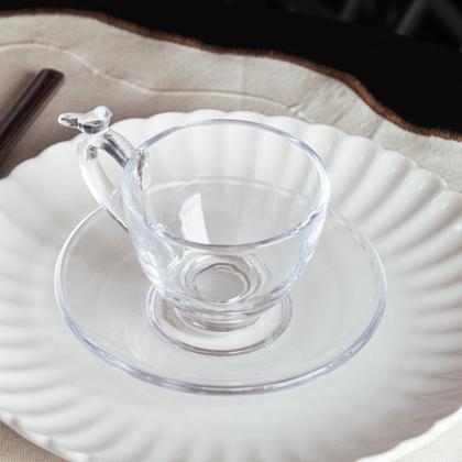 Imagem de Jogo 8 Xícara de Chá de Cristal Ecológico com Pires Bird 180ml Wolff