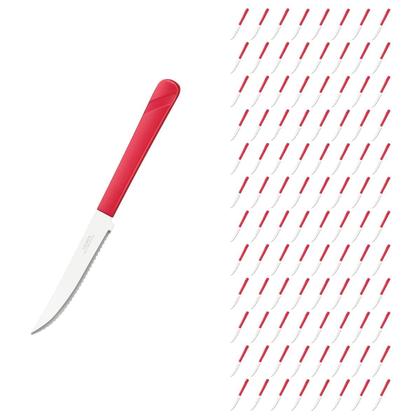Imagem de Jogo 96 Facas Aço Inox e Plástico Vermelho Linha Luna