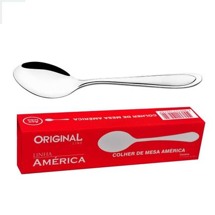 Imagem de Jogo Aço Inox 24 Colher Mesa Sopa Buffet Restaurante America