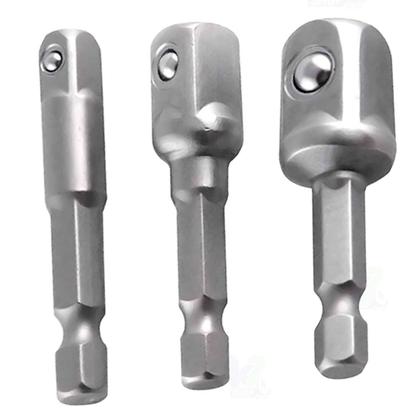 Imagem de Jogo Adaptador Soquete Vonder para Parafusadeira Kit 3 Peças Cachimbo 1/4 3/8 1/2