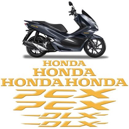 Imagem de Jogo Adesivos Completo Moto Honda Dlx Pcx Emblemas Dourado