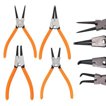 Imagem de Jogo Alicate Tirar Abrir Aneis 4 Peças 7 Saca Anel Elastico Aço Cromo Vanádio