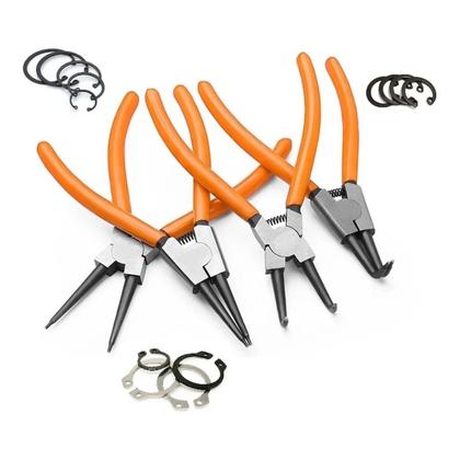 Imagem de Jogo Alicate Tirar Abrir Aneis 4 Peças 7 Saca Anel Elastico Aço Cromo Vanádio