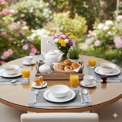 Imagem de Jogo Americano 12 Lugares Mesa Posta Elegante 45x30cm Espaçoso Versatil Sousplat Jantar Almoço Café