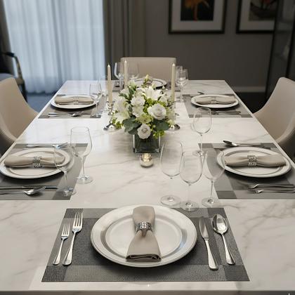 Imagem de Jogo Americano 12 Lugares Mesa Posta Elegante 45x30cm Espaçoso Versatil Sousplat Jantar Almoço Café