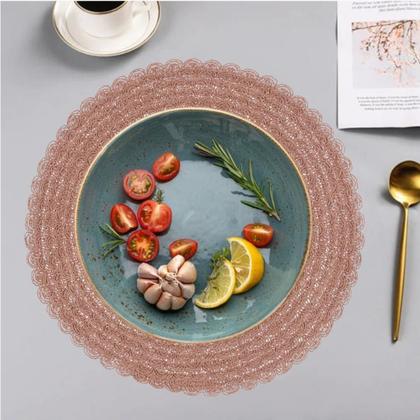 Imagem de Jogo Americano 4 Lugares Redondo Sousplat Mesa Posta 38Cm