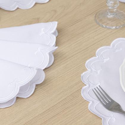 Imagem de Jogo Americano Bordado 12 Peças Stillus - Branco - 100% Poliéster