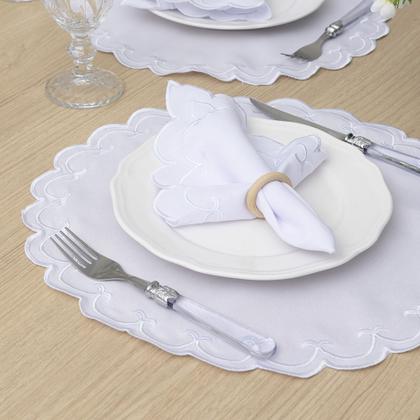 Imagem de Jogo Americano Bordado 12 Peças Stillus - Branco - 100% Poliéster