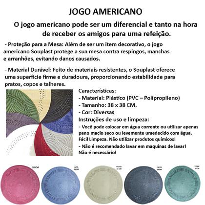 Imagem de Jogo Americano Mesa Redondo 2 Lugares Sousplat Fácil de Lavar PVC Resistente Descansa Prato Cozinha Lavável Impermeável