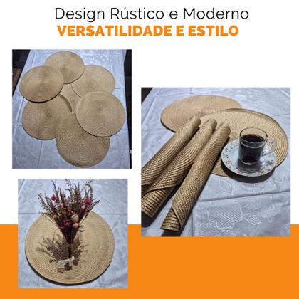 Imagem de Jogo Americano Redondo 4 Peças Mesa Posta Sousplat Panela Supla Descanso De Prato Cozinha Lugar