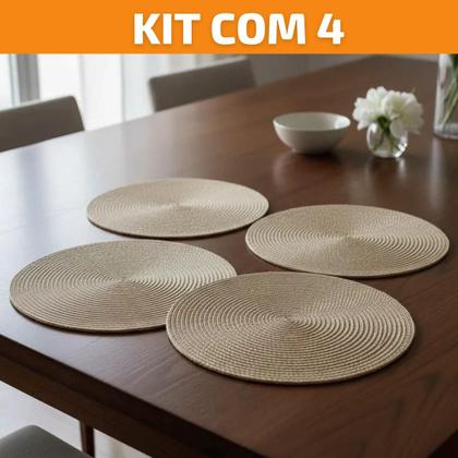 Imagem de Jogo Americano Redondo 4 Peças Mesa Posta Sousplat Panela Supla Descanso De Prato Cozinha Lugar