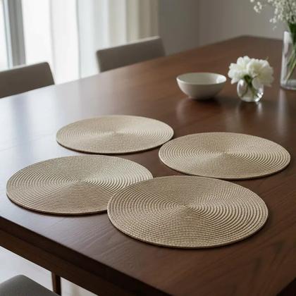 Imagem de Jogo Americano Redondo 4 Peças Mesa Posta Sousplat Panela Supla Descanso De Prato Cozinha Lugar