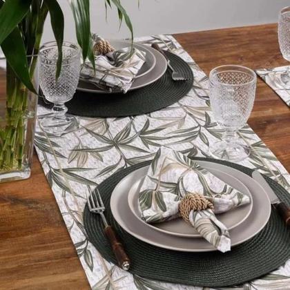 Imagem de Jogo Americano Redondo 8 Lugares Fresno Espiral Verde Militar Sousplat PP 39cm Lyor