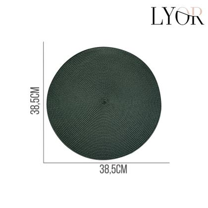 Imagem de Jogo Americano Redondo 8 Lugares Fresno Espiral Verde Militar Sousplat PP 39cm Lyor