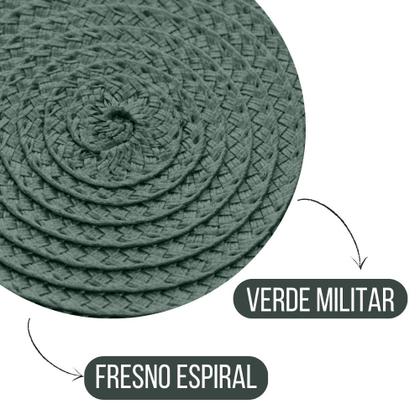 Imagem de Jogo Americano Redondo 8 Lugares Fresno Espiral Verde Militar Sousplat PP 39cm Lyor