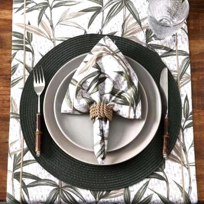 Imagem de Jogo Americano Redondo 8 Lugares Fresno Espiral Verde Militar Sousplat PP 39cm Lyor