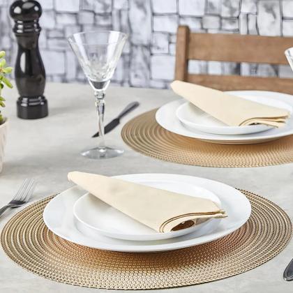 Imagem de Jogo Americano Redondo Sousplat Cozinha Jantar Kit Dourado Lisa