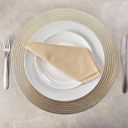 Imagem de Jogo Americano Redondo Sousplat Cozinha Jantar Kit Dourado Lisa