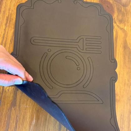 Imagem de Jogo Americano Retangular 2 lugares material sintético Impermeável  42x29cm c/ Contorno Talheres