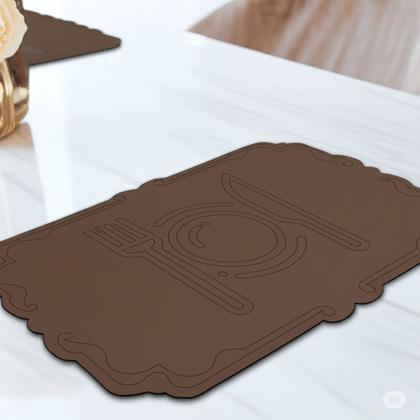 Imagem de Jogo Americano Retangular 2 lugares material sintético Impermeável  42x29cm c/ Contorno Talheres