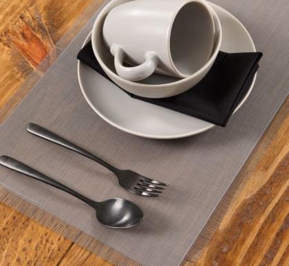 Imagem de Jogo Americano Retangular Chiara Franjas Avulso Cimento Queimado 30x45cm - Copa&ampCia