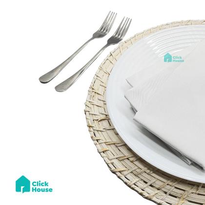 Imagem de Jogo Americano Sousplat Redondo Rattan Bambu Rústico Artesanal Natural 2 Pçs