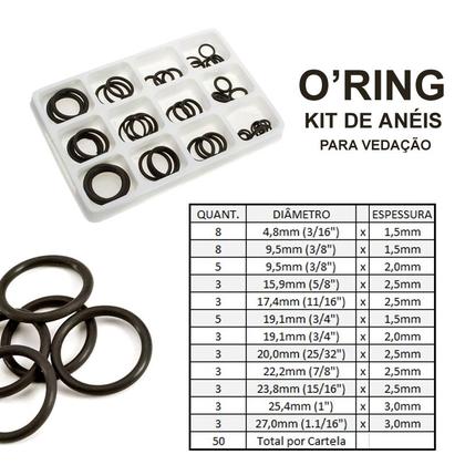 Imagem de Jogo Anel Vedação O-ring Arruela Borracha Com 50 Peças