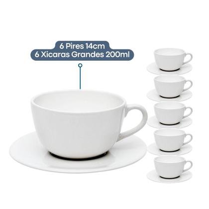 Imagem de Jogo Aparelho De Jantar Completo Porcelana Pratos E Xícara 30 Peças Oxford White Branco