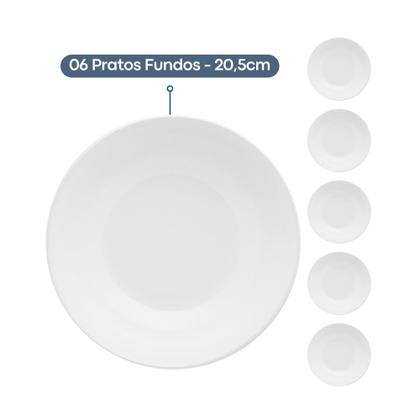Imagem de Jogo Aparelho De Jantar Completo Porcelana Pratos E Xícara 30 Peças Oxford White Branco