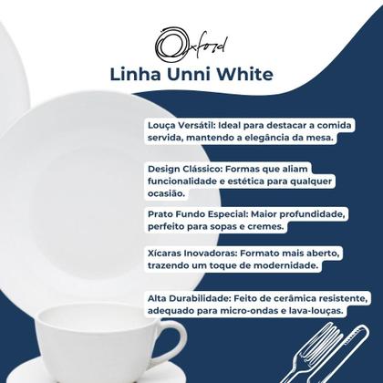 Imagem de Jogo Aparelho De Jantar Completo Porcelana Pratos E Xícara 30 Peças Oxford White Branco