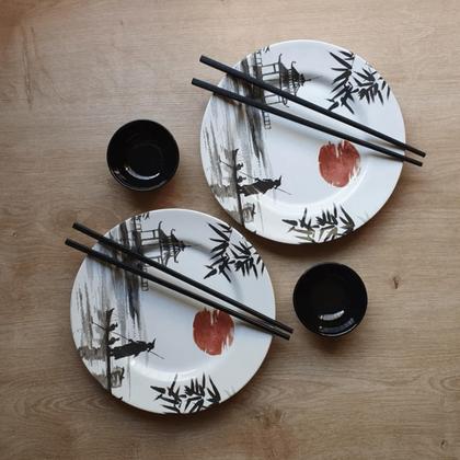 Imagem de Jogo Aparelho de Jantar Sushi Kit 6 Peças Cerâmica Comida Japonesa 2 Pessoas