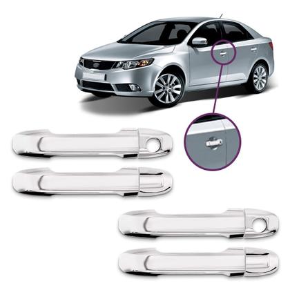 Imagem de Jogo Aplique Cromado Maçaneta Externa Cerato Soul 2009 2010 2011 2012 2013 4 Portas Cromado Espelhado