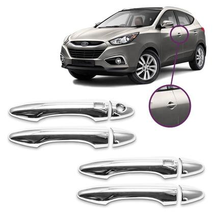 Imagem de Jogo Aplique Cromado Maçaneta IX35 2017 2018 2019 2020 2021 2022 2023 - 4 Portas Com Keyless